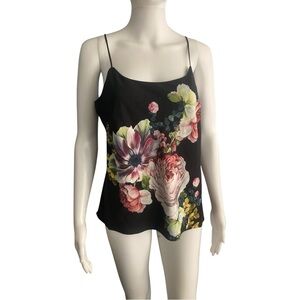 Express Womens Size M Black Floral Spaghetti Strap Adjustable Sleeveless Blouse